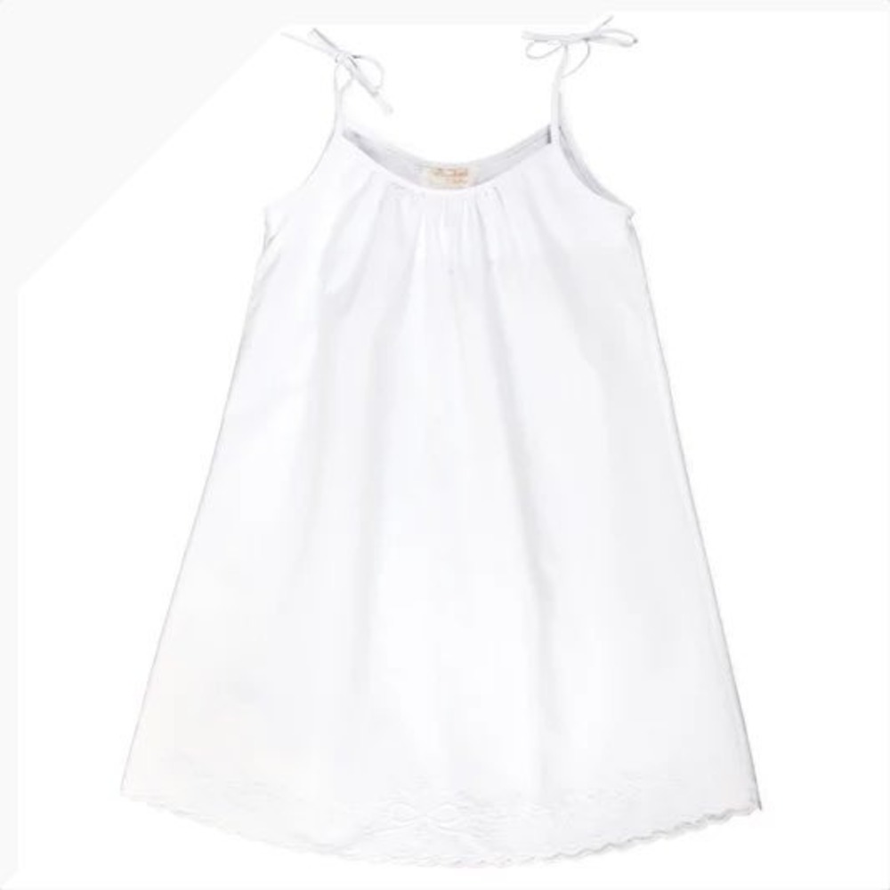 Rosalina Nightgown Kids 6Y White Eyelet Scalloped Hem Tie Shoulder Sleeveless